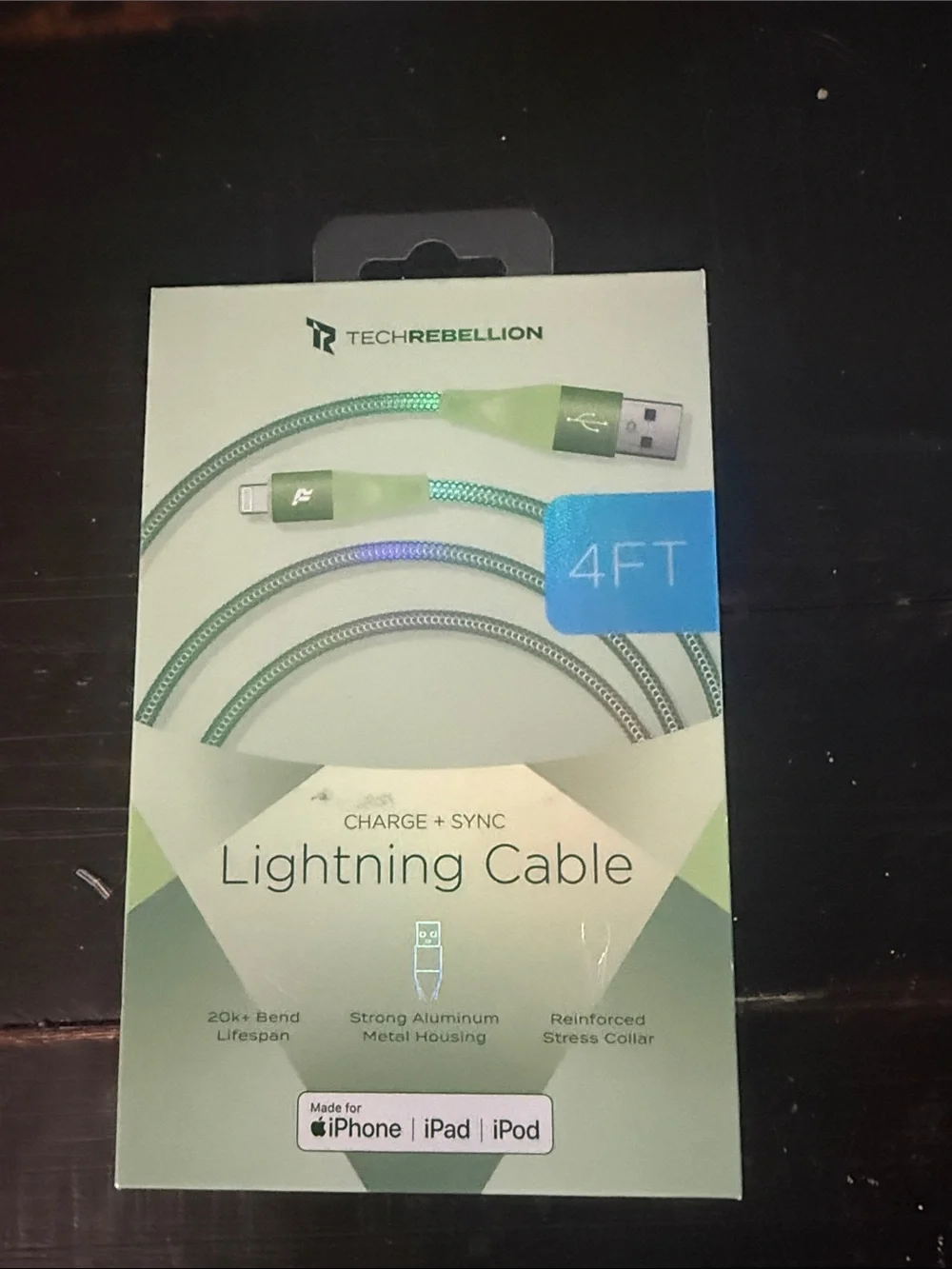 Rebellion Green Braided Lightning Cable